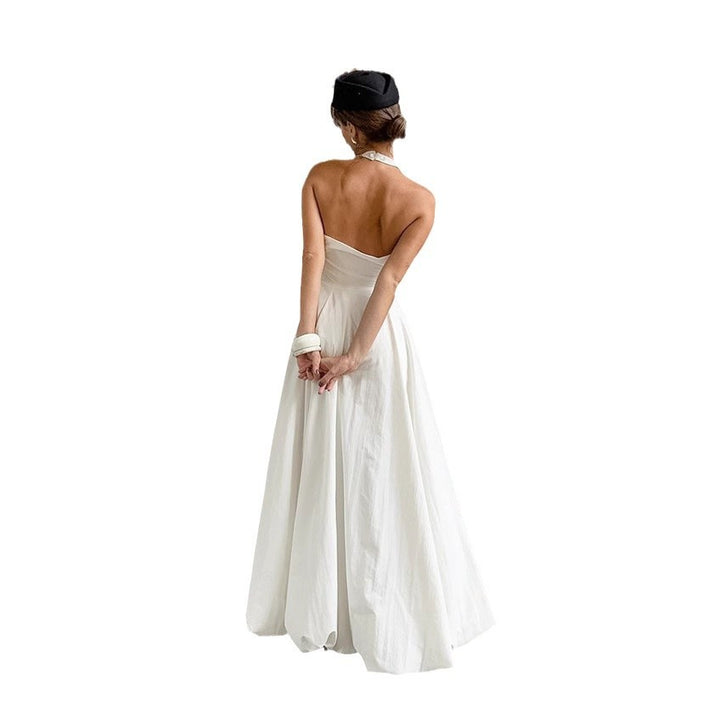 Damen Strapless Mai-Kleid mit elegantem hohem Schlitz und fließendem Rock Drune