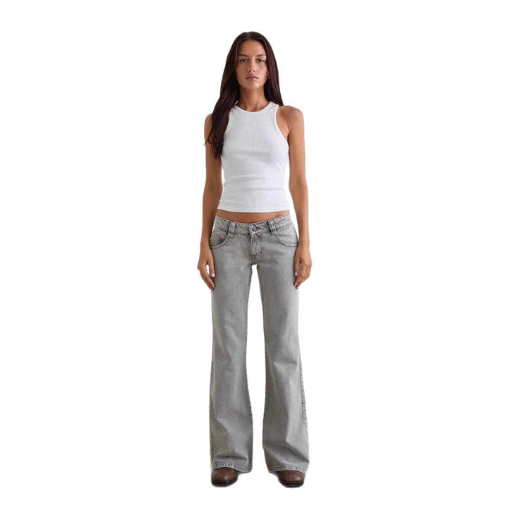 Damen bootcut Jeanshose mit hohem Bund und modischem Schnitt Drune