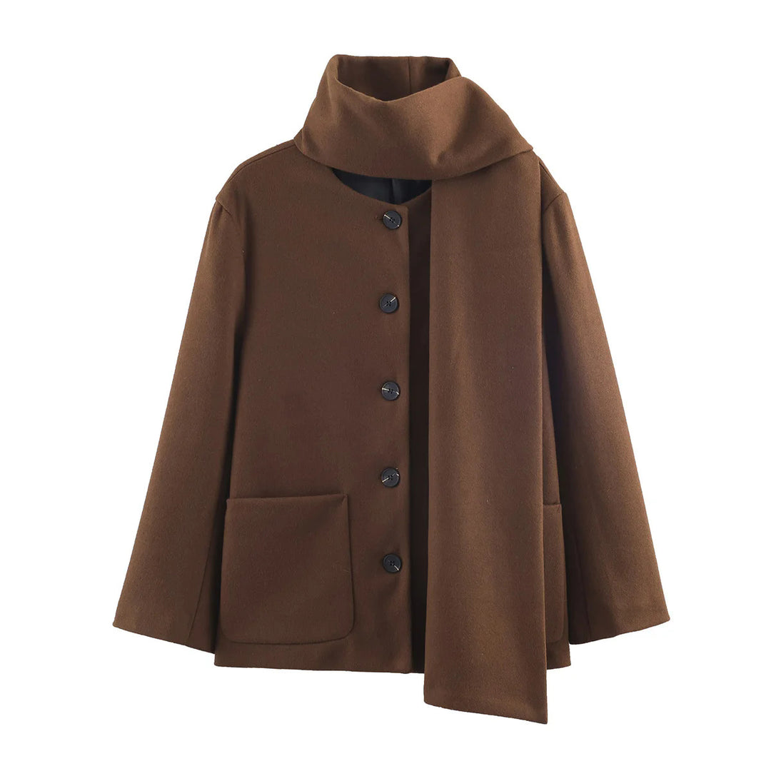 Damen nan boxy Wollmix-Jacke mit voluminösem Schlauchkragen und aufgesetzter Fronttasche Drune