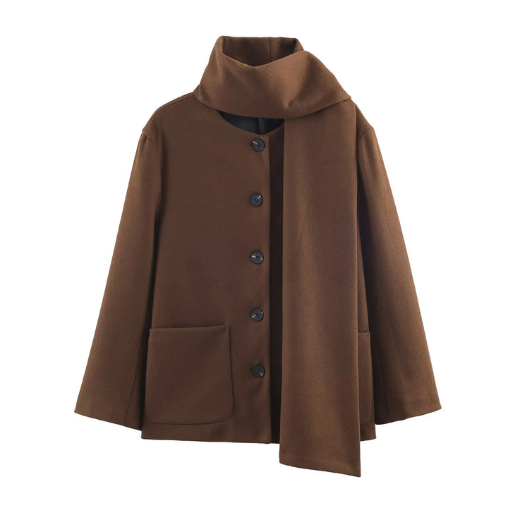 Damen nan boxy Wollmix-Jacke mit voluminösem Schlauchkragen und aufgesetzter Fronttasche Drune