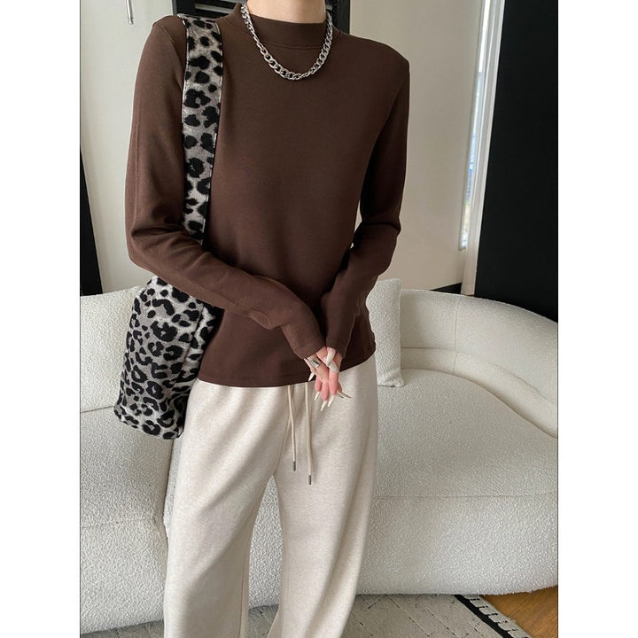 Damen Langarmshirt mit hohem Kragen aus hochwertigem Material Drune