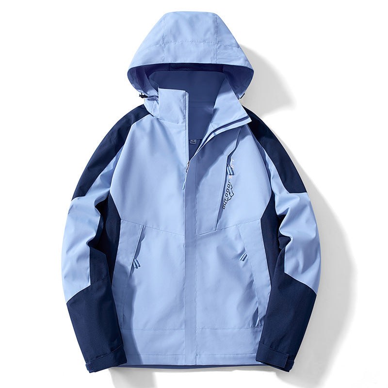 Herren Colorblock Softshell-Trekkerjacke mit Kapuze, verdeckten Reißverschlüssen und seitlichen Eingrifftaschen Drune