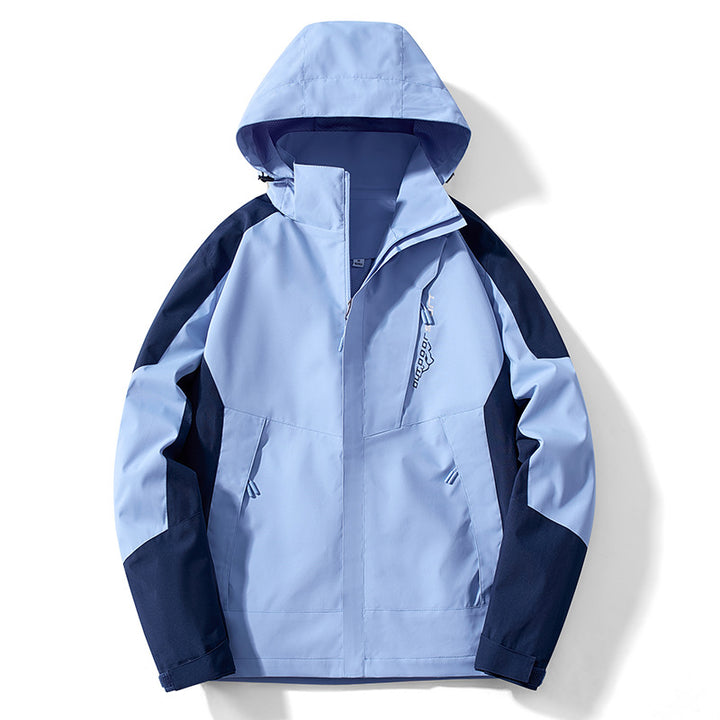 Herren Colorblock Softshell-Trekkerjacke mit Kapuze, verdeckten Reißverschlüssen und seitlichen Eingrifftaschen Drune