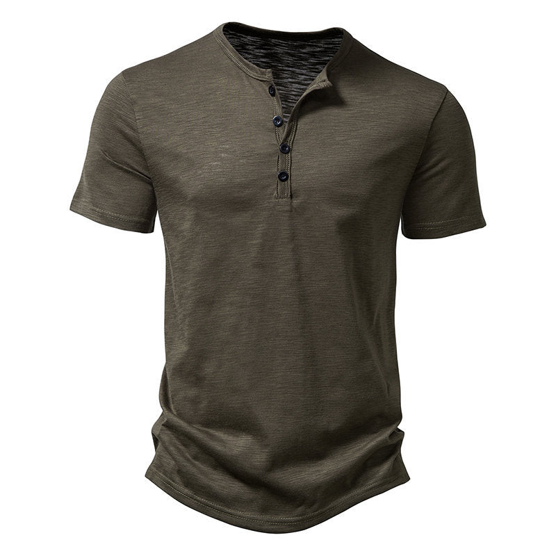 Herren Kurzarm-Henley-Shirt mit klassischem Knopfdesign Drune