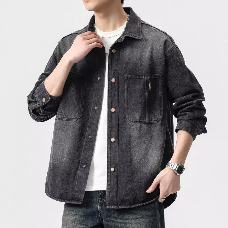 Herren Denim-Hemdjacke im lässigen Schnitt mit praktischen Taschen Drune