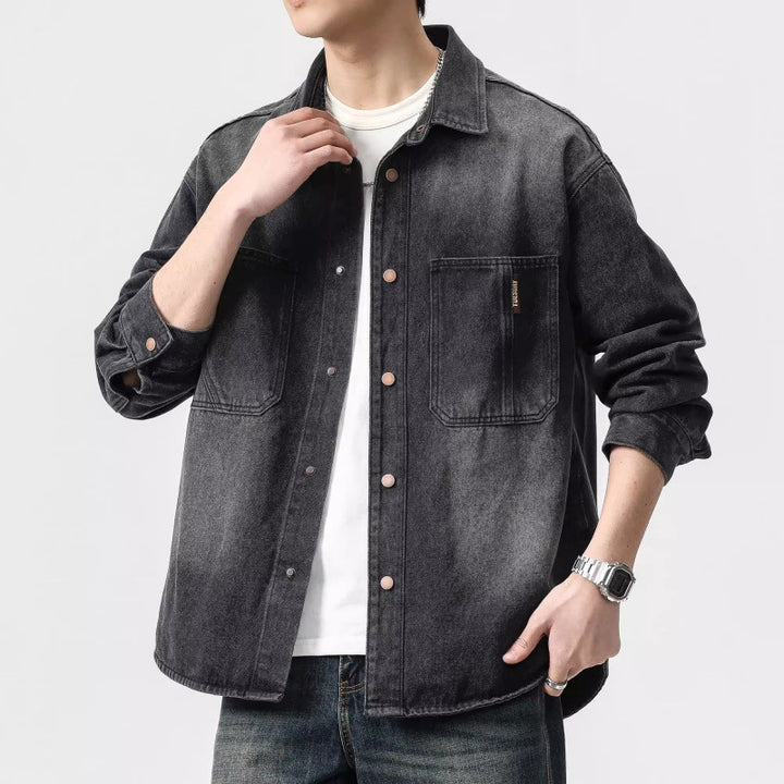 Herren Denim-Hemdjacke im lässigen Schnitt mit praktischen Taschen Drune