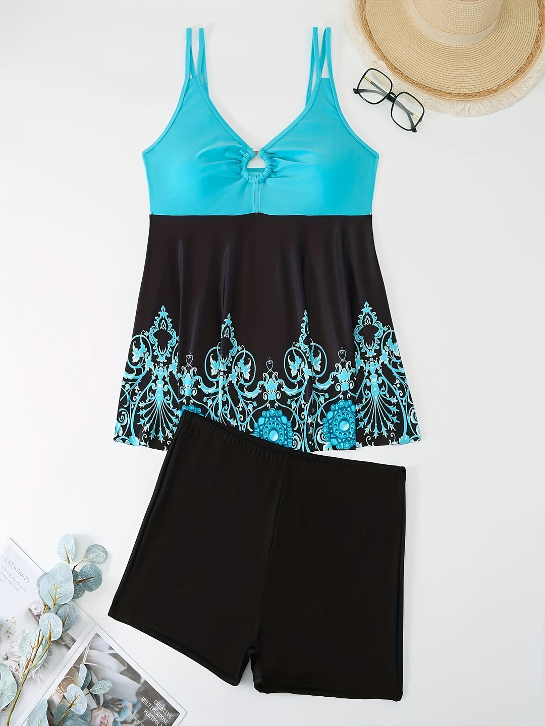 Damen Tankini-Set mit elegantem Muster und komfortablen Shorts Drune