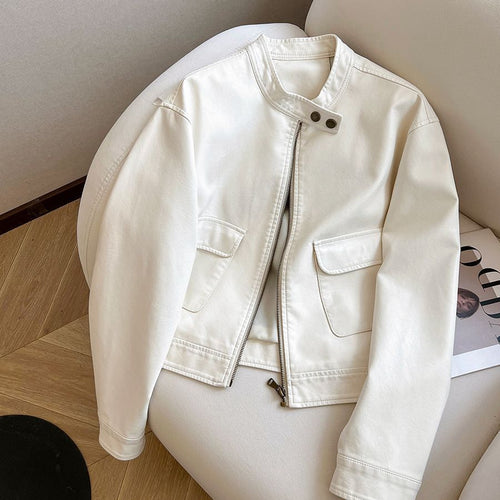 Damen Kunstlederjacke mit zeitlosem Schnitt Drune