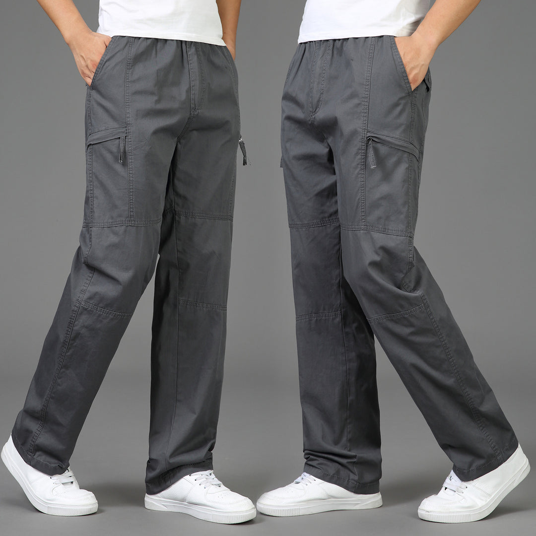 Damen lockere Cargo-Hose mit elastischem Bund, Mehrfachtaschen und Knieabnähern Drune