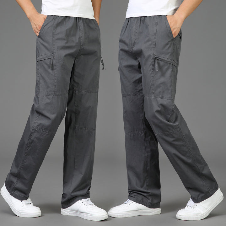 Damen lockere Cargo-Hose mit elastischem Bund, Mehrfachtaschen und Knieabnähern Drune
