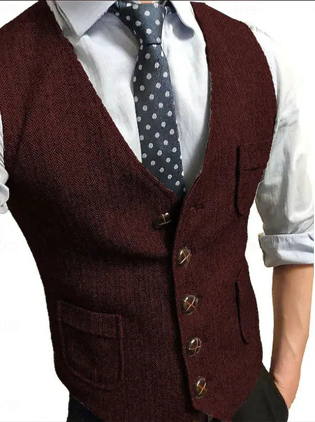 Herren Eleganter Weste aus Herringbone-Stoff Drune
