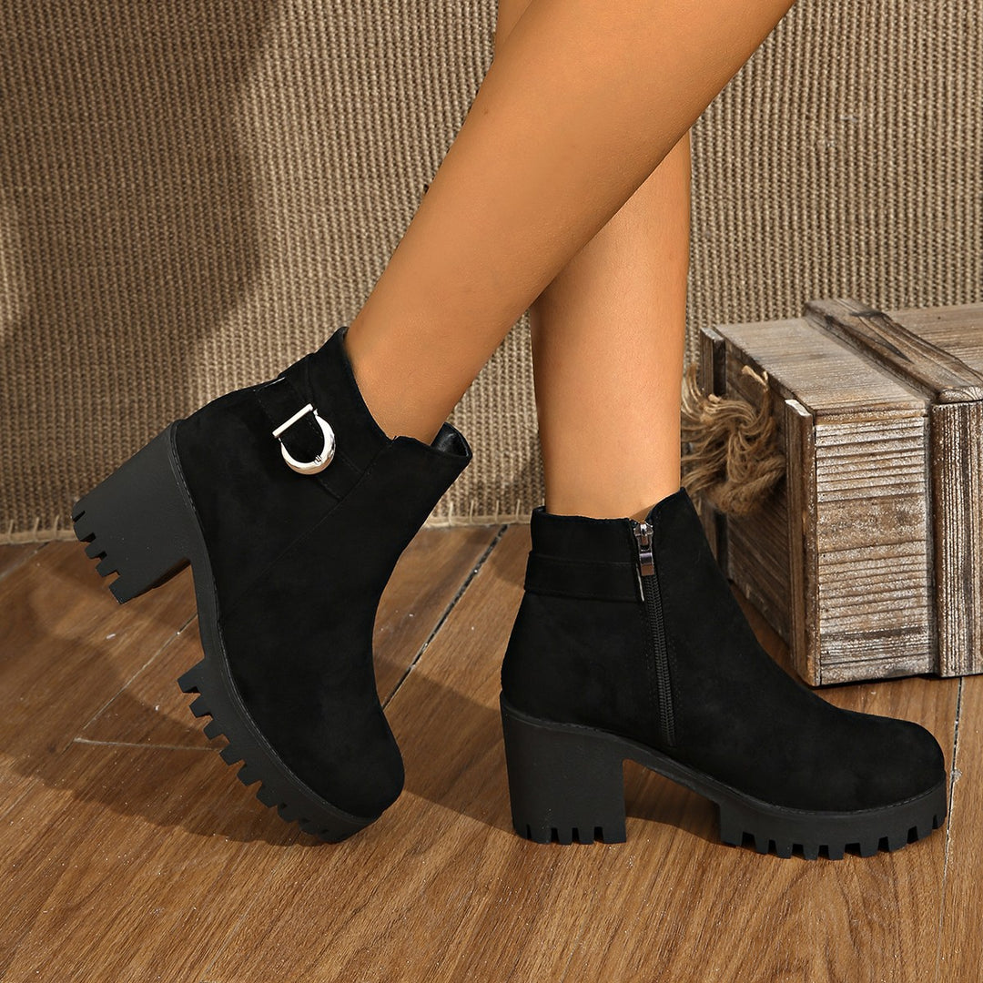 Damen Modische Kick-High Stiefeletten Drune