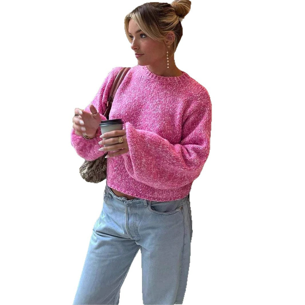 Damen Modischer Strickpullover mit weit geschnittenen Ärmeln Drune