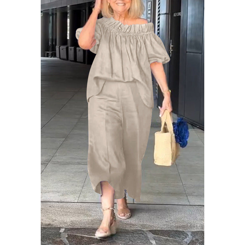 Damen luftige Sommerbluse mit off-shoulder Design und lässigen Ärmeln Drune