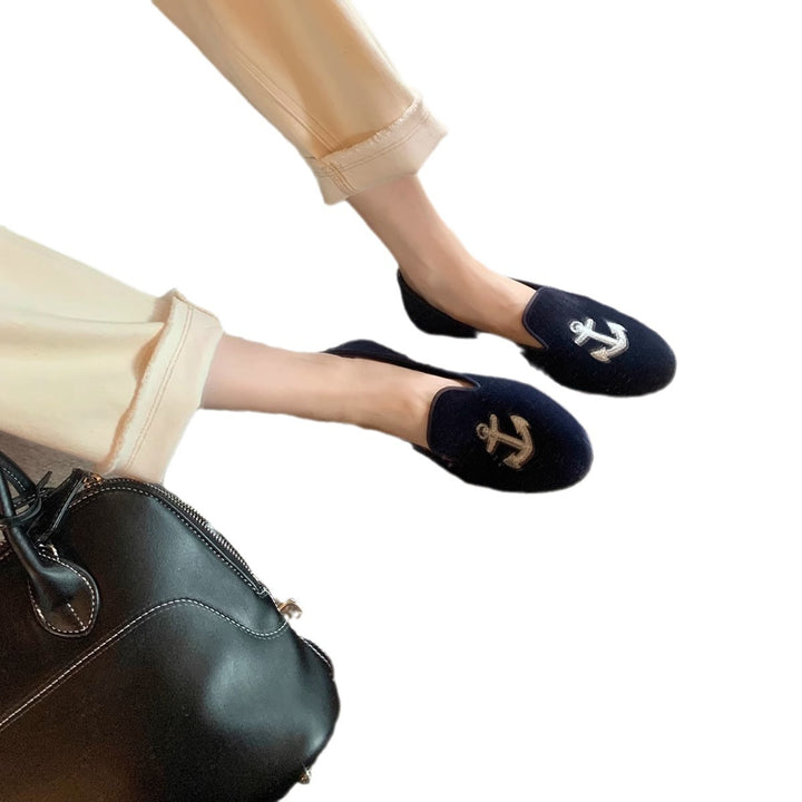 Damen bestickte Samt Slipper Drune