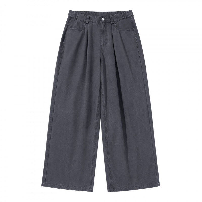 Damen Weite Bundfalten-Hose mit hoher Taille und weitem Bein Drune