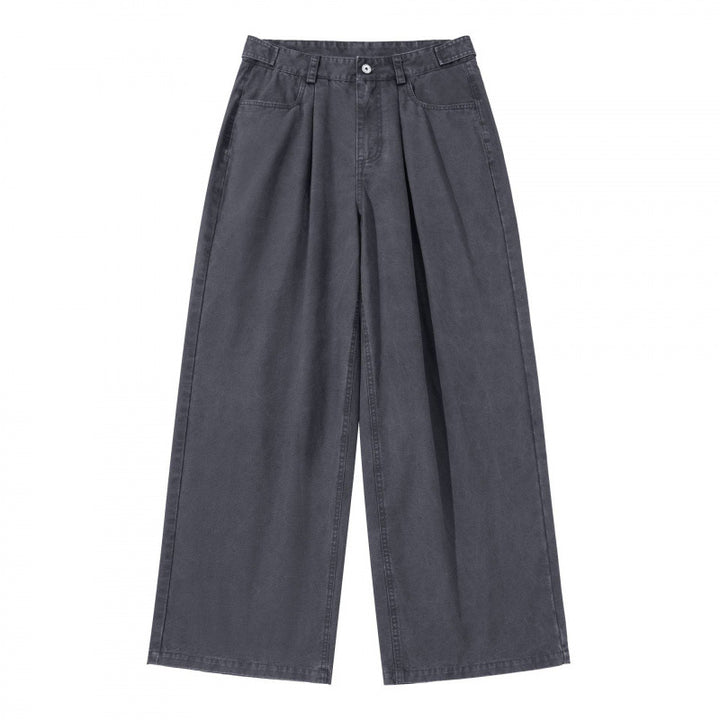Damen Weite Bundfalten-Hose mit hoher Taille und weitem Bein Drune