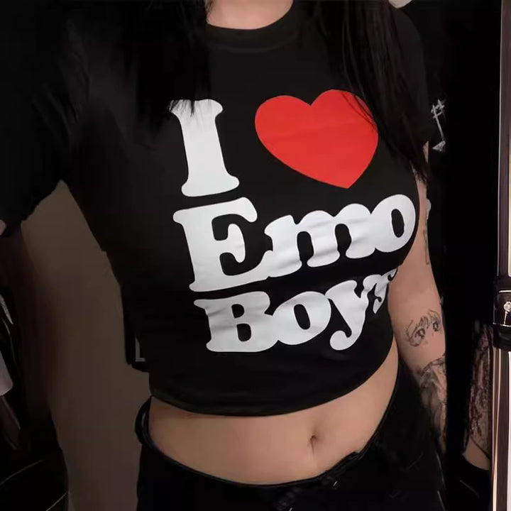 Damen Crop-T-Shirt mit kreativem Skelettdesign und inspirierendem Schriftzug Drune