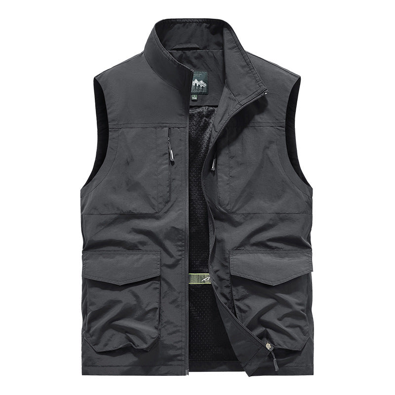 Herren Utility-Outdoorweste mit Multifachtaschen, Mesh-Futter & Stehkragen Drune