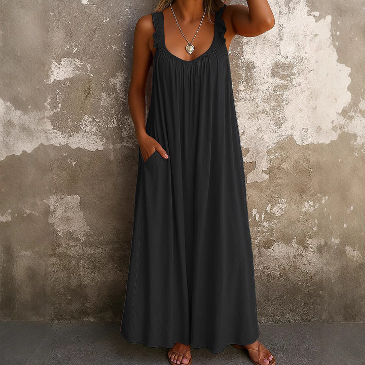 Damen Maxi-Kleid mit trägerloser Passform und luftiger Silhouette Drune