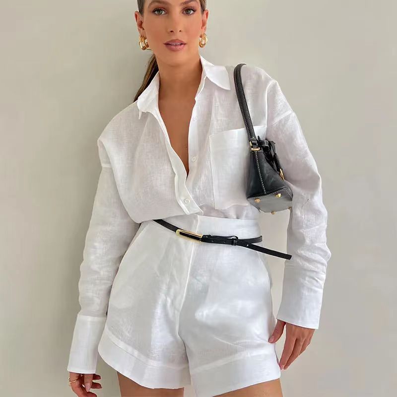 Damen Kurz-Overall mit eleganter Hemdblusen-Optik Drune