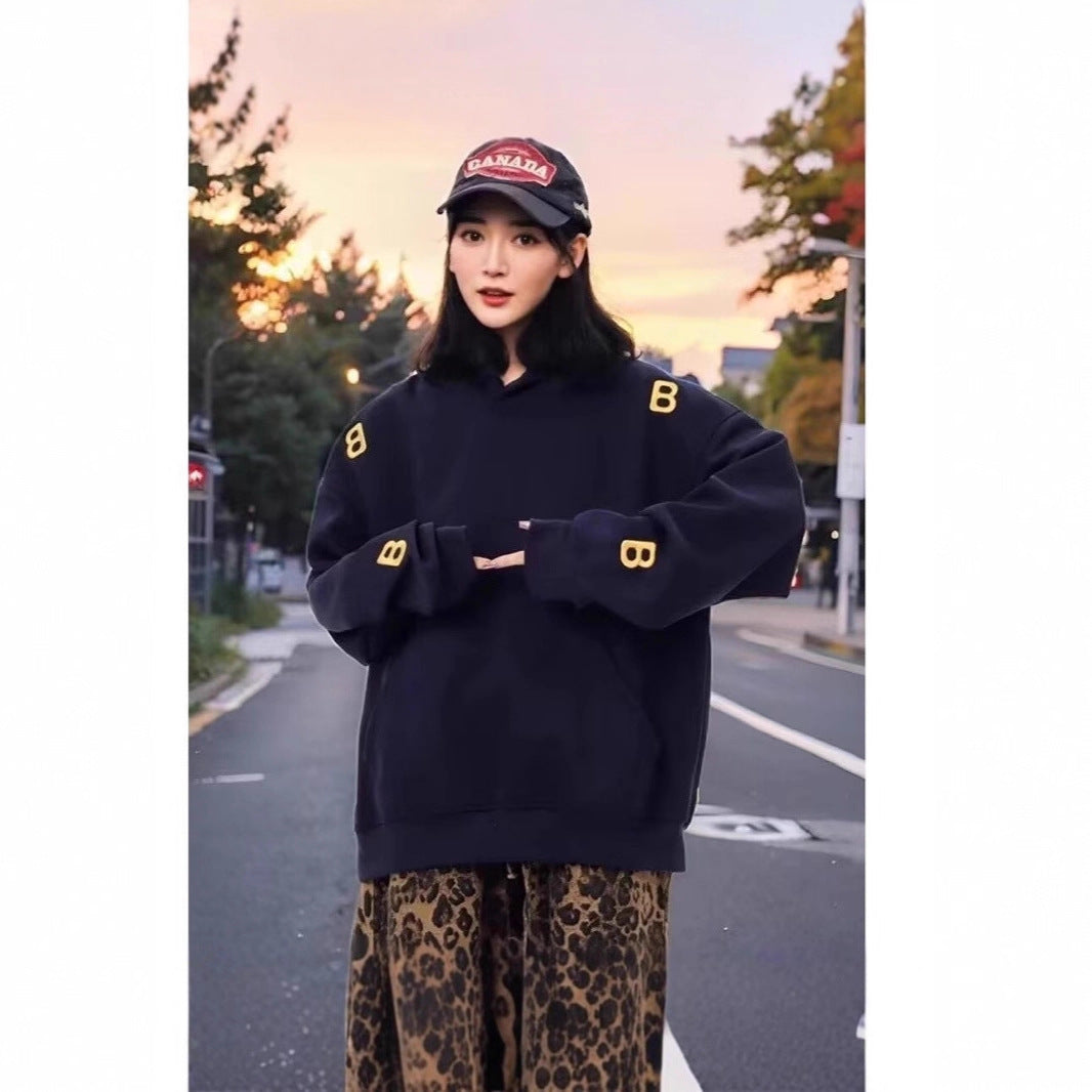 Unisex Urbaner Kapuzenpullover mit großem Druck Drune