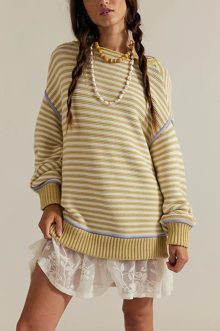 Damen gestreifter Pullover mit weichem Stoff und lässigem Schnitt Drune