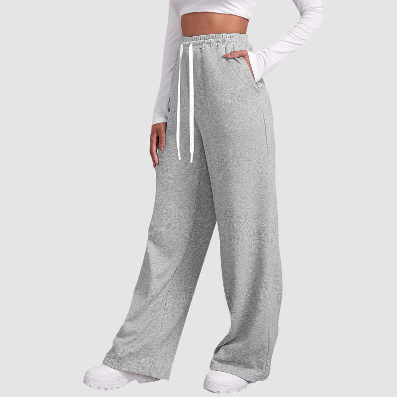 Damen nan lässige Loungehose mit geradem Bein extra langem Tunnelzug und tiefem Schritt Drune