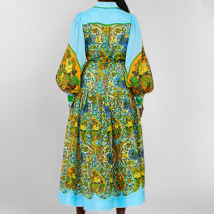 Damen Longshirt-Kleid mit voluminösen Ärmeln und farbenfrohem Paisley-Muster Drune