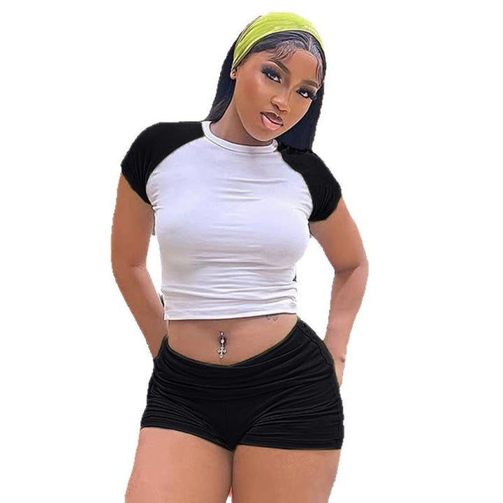 Damen Sportliches Kurzarm-Set mit figurbetontem Schnitt und hohen Bund Drune