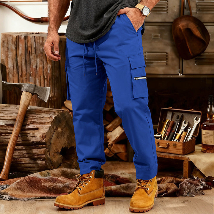 Herren Cargo-Jogginghose mit Multifunktionalen Reißverschluss-Taschen & Elastischem Bündchen Drune