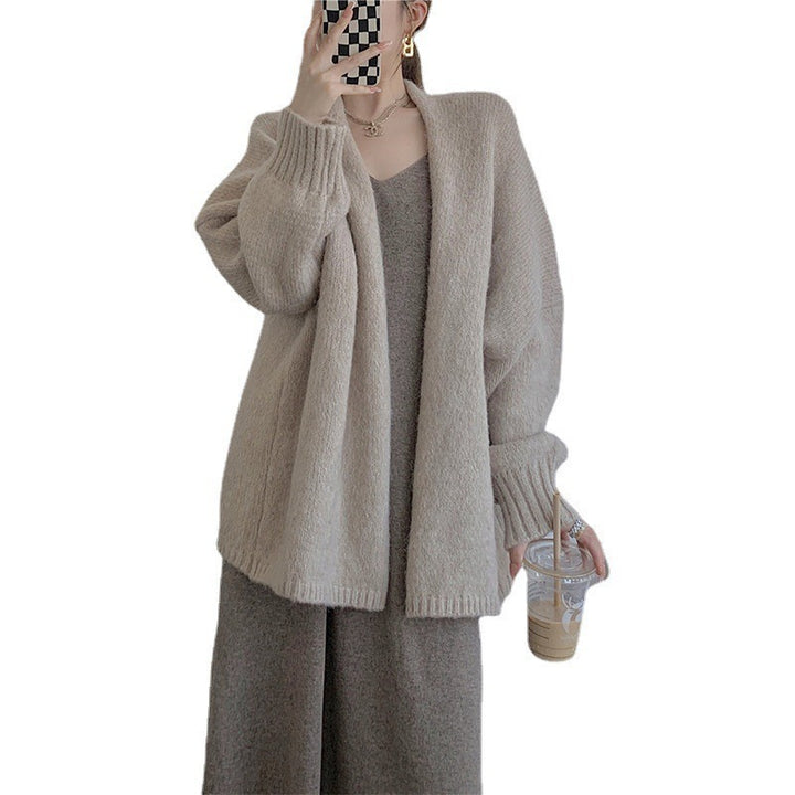 Damen Oversized Kuschelpullover mit tiefem V-Ausschnitt und langen Ärmeln Drune
