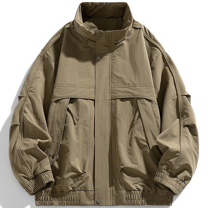 Herren urbaner Oversized Utility-Jacke mit versteckter Reißverschlussblende und elastischem Saum Drune