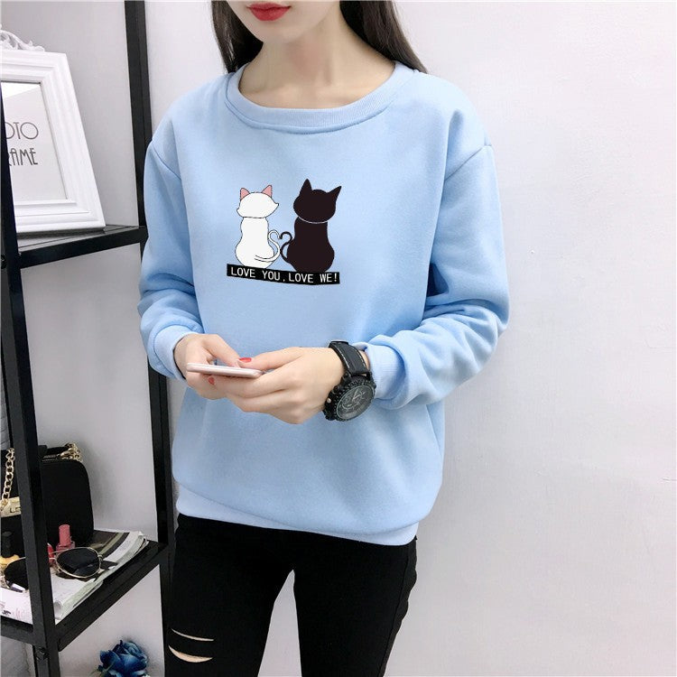 Damen Sweatshirt mit verspieltem Katzenmotiv und humorvollem Aufdruck Drune