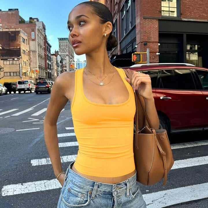 Damen Sportliches Tanktop mit breiten Trägern Drune