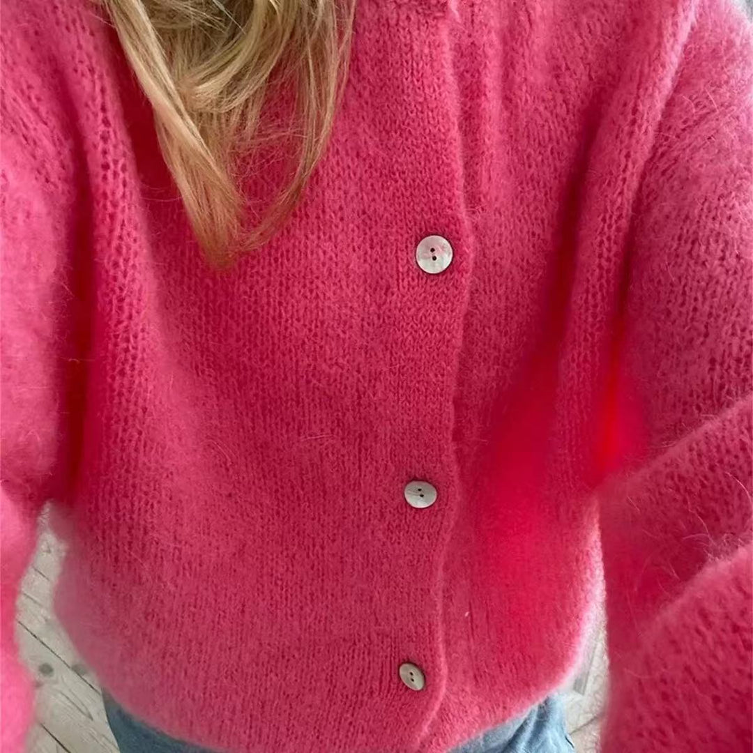 Drune | Damen Cashmere Cardigan mit Rundhalsausschnitt und Knopfverschluss