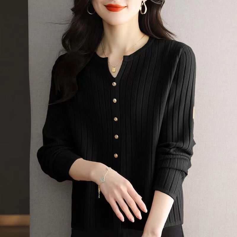 Damen Feinstrick Bluse mit Knopfleiste Drune