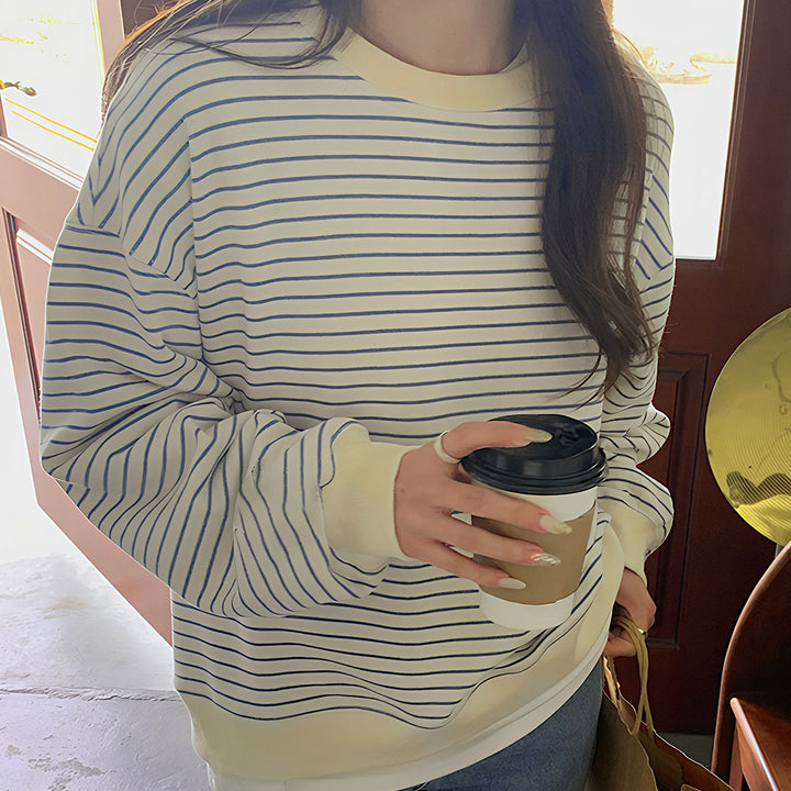 Damen Lässiger gestreifter Pullover Drune
