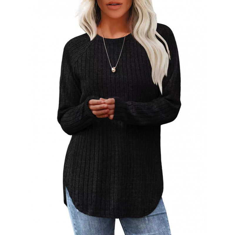 Damen lässiger Pullover mit geripptem Muster und weitem Schnitt Drune