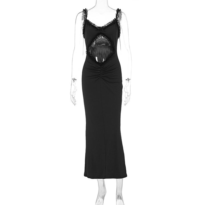 Damen Figurbetontes Wickelkleid mit raffinierten Cut-Outs und Rüschendetails Drune
