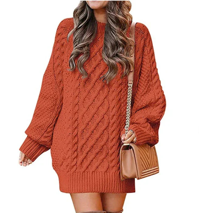 Drune | Gestricktes Damen Mini Pullover Kleid mit Langen Ärmeln