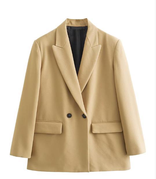 Damen Doppelreihiger Boxy-Blazer mit kastiger Silhouette und Reverskragen Drune