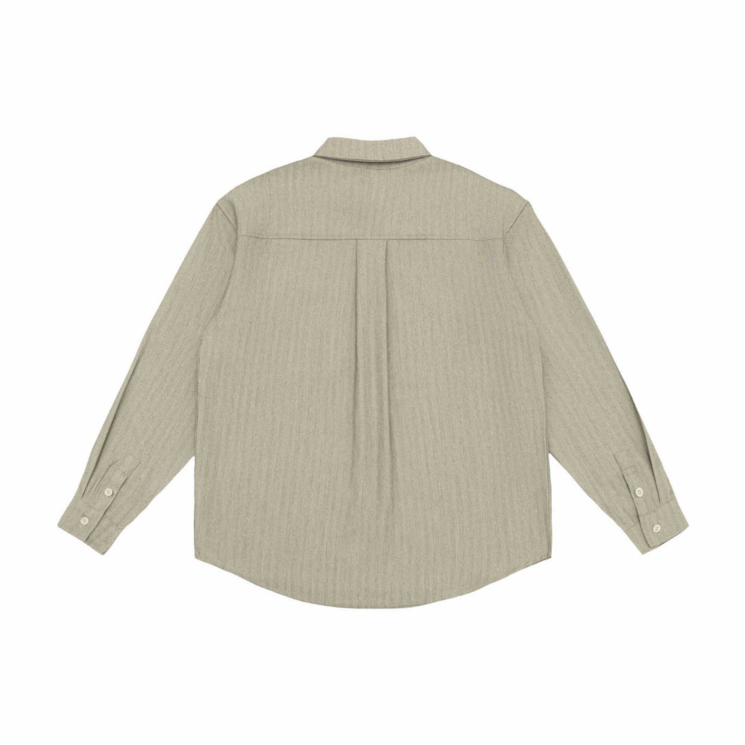 Unisex Oversized Hemdjacke aus strukturiertem Leinenmix mit Brusttasche Drune