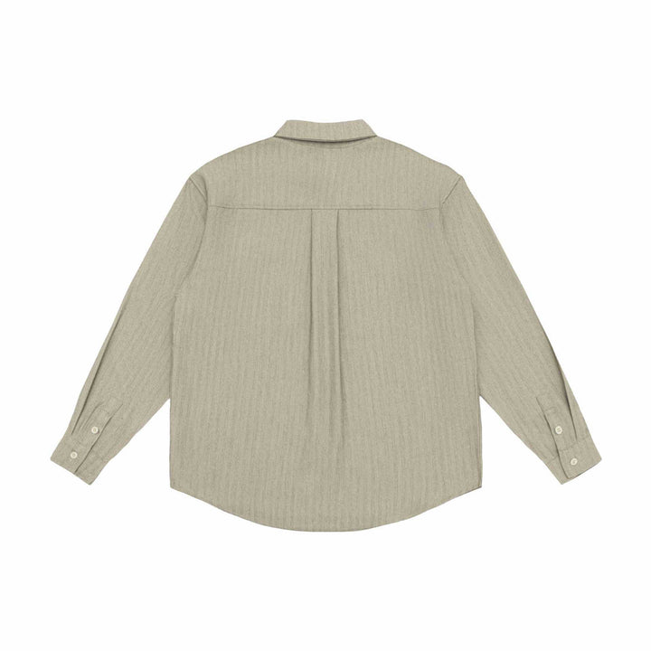 Unisex Oversized Hemdjacke aus strukturiertem Leinenmix mit Brusttasche Drune