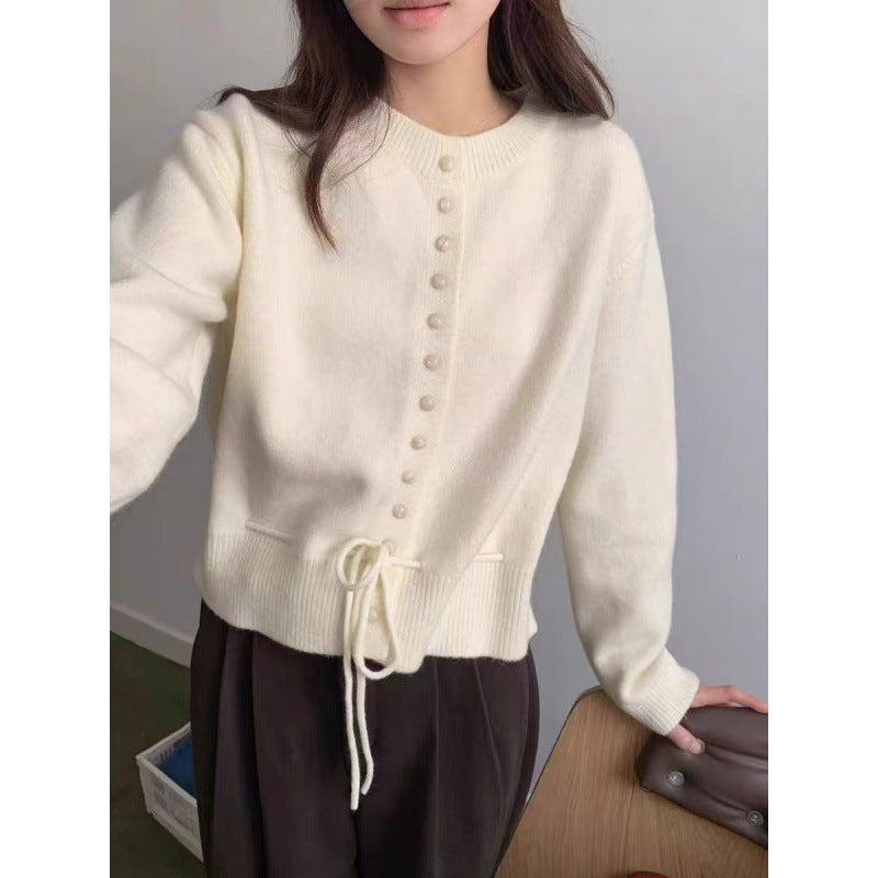 Damen lässige Strickjacke mit Knöpfen Drune