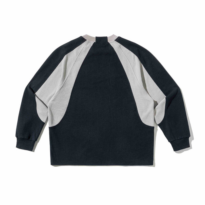 Herren Waffelstruktur-Sweatshirt mit Raglanärmeln und kontrastierenden Einsätzen Drune