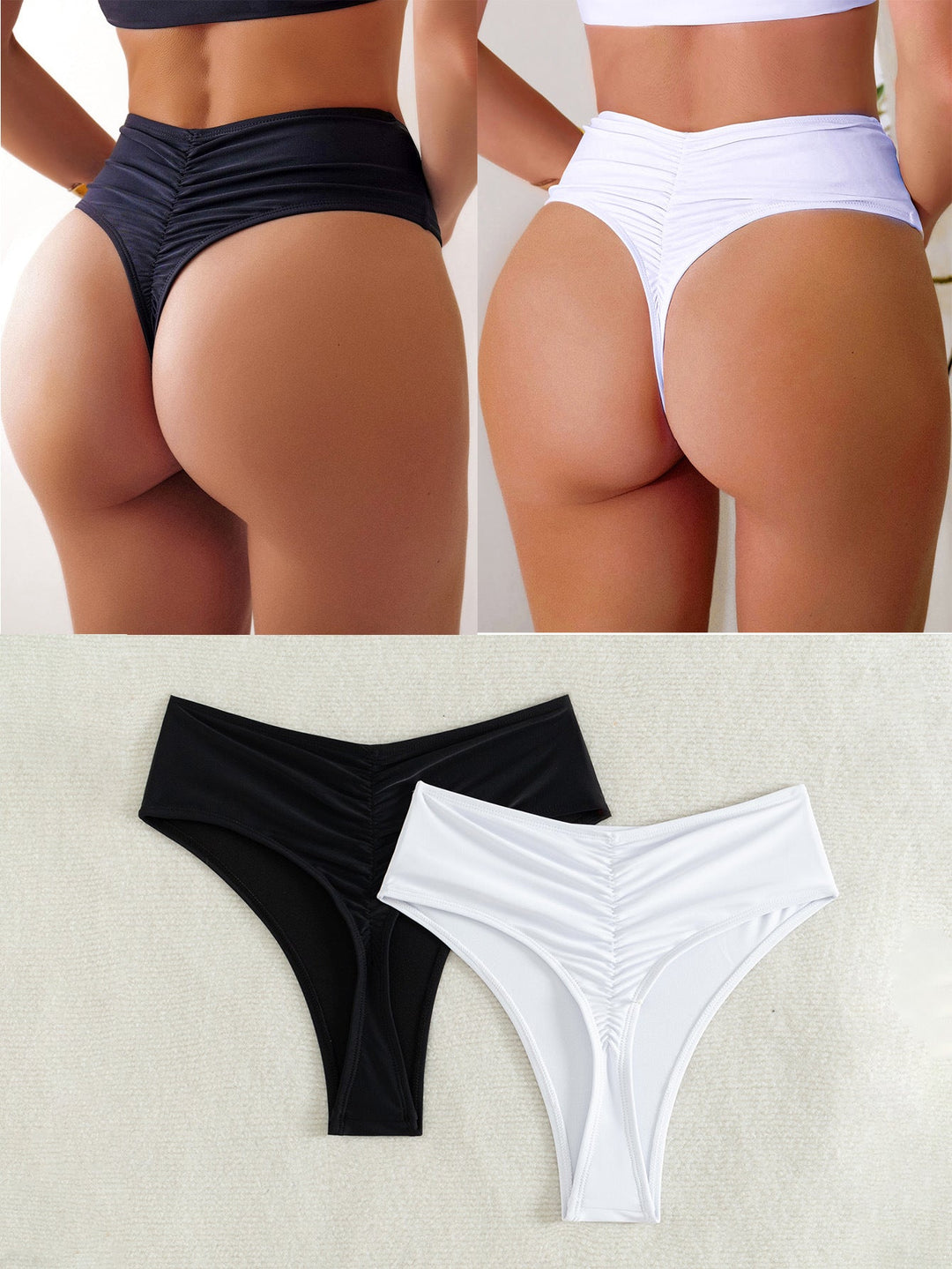 Damen Hochgeschnittener Bikini mit seitlichen Bindebändern Drune