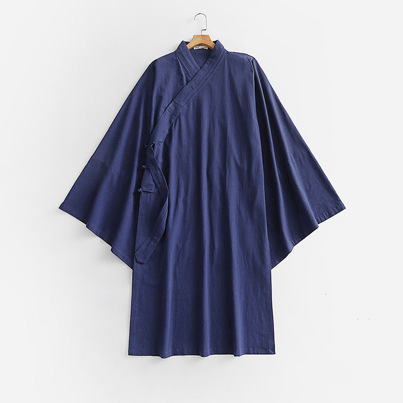 Unisex Oversize Kimono-Mantel mit weitem Ärmel und asymmetrischer Wickelvorderseite Drune
