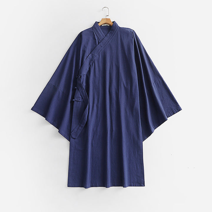 Unisex Oversize Kimono-Mantel mit weitem Ärmel und asymmetrischer Wickelvorderseite Drune