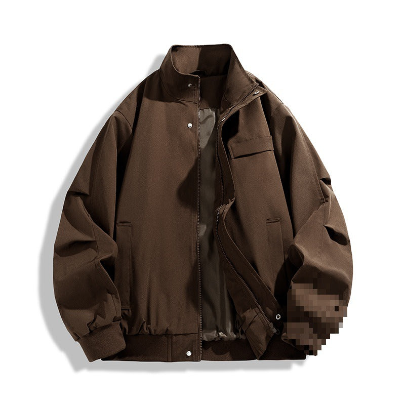 [Herren Oversize Utility Bomberjacke mit hohem Kragen und Rippbündchen Drune]